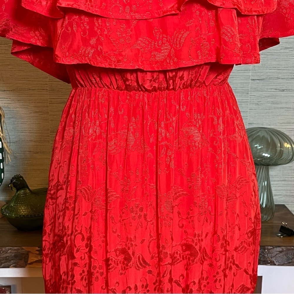 House of Harlow 1960 x Revolve Miriana Maxi Dress Red Ruffle Size Small Boho - Picture 5 of 7